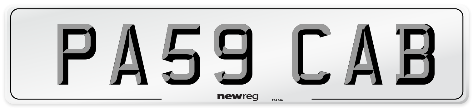 PA59 CAB Number Plate from New Reg